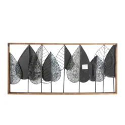 Metal Leaf Varying Texture Wall Decor With Wood Frame Brown - Olivia & May -Home Decor GUEST 01a5e080 e242 4a74 8744 83a5bcf3409f