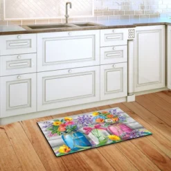 Spring Floral Jars Rustic Doormat Indoor Outdoor 30" X 18" Briarwood Lane -Home Decor GUEST 02632a65 7c38 48fe aaed 851e246e709d