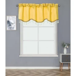 Kate Aurora Luxurious Solid Colored Scalloped Rod Pocket Window Valance With Crystal Beaded Trim -Home Decor GUEST 04baeb7c 494e 4280 adea 9a6d9b8a2ee9