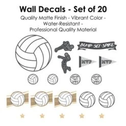 Big Dot Of Happiness Bump, Set, Spike - Volleyball - Peel And Stick Sports Decor Vinyl Wall Art Stickers - Wall Decals - Set Of 20 -Home Decor GUEST 09d9106f 3c00 4a96 b622 0303850cdc35