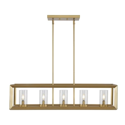 LED 5-Light Metal/Glass Anna Linear Pendant - JONATHAN Y 6 LED 5-Light Metal/Glass Anna Linear Pendant - JONATHAN Y - Image 6