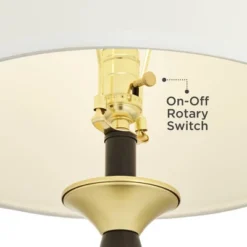 360 Lighting Kamila Traditional Table Lamps 27" Tall Set Of 2 Gold Black With Dual USB Charging Ports White Drum Shade For Bedroom Bedside Family Desk -Home Decor GUEST 0c100117 f506 4db2 aa31 6dae08db3ed2