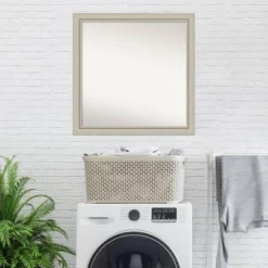 30" X 30" Non-Beveled Romano Silver Narrow Wood Bathroom Wall Mirror - Amanti Art -Home Decor GUEST 0f40a81b e633 4b4a 98a5 368372e078ec