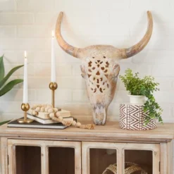 Resin Bull Skull Wall Decor - Olivia & May
