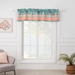 Audrey Window Valance Turquoise 84in X 16in + 2in By Barefoot Bungalow