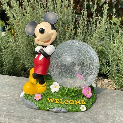 Disney 10" Fiberglass/Polyester Mickey Mouse Solar Garden Statue With Crackle Glass Ball 3 Disney 10" Fiberglass/Polyester Mickey Mouse Solar Garden Statue With Crackle Glass Ball - Image 3
