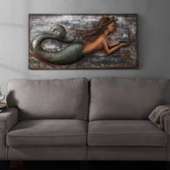 47" Three Dimensional Mermaid Handmade Decorative Wall Art - StyleCraft -Home Decor GUEST 168a8784 f543 489b 9f01 95b3f7aca865