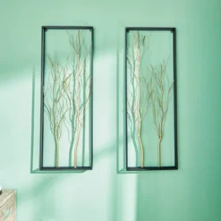 Metal Tree Branch Wall Decor With Black Frame Set Of 2 Gold - Olivia & May -Home Decor GUEST 16c4920b 624d 464c 9695 dcf9391df969
