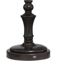 Regency Hill Traditional Swing Arm Desk Table Lamps 21.75" High Set Of 2 With USB Port Bronze Metal Faux Leather Shade For Living Room Bedroom -Home Decor GUEST 16e335f7 47ce 4037 810e e93fba2a866c