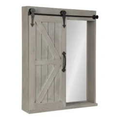 Decorative Wood Wall Storage Cabinet With Vanity Mirror Rustic Gray - Kate & Laurel All Things Decor -Home Decor GUEST 17852cea c012 430b 9621 653db457d8ac
