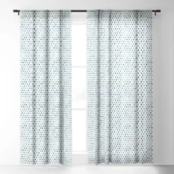 Ninola Design Color Palette Blue Single Panel Sheer Window Curtain 120" X 50" - Deny Designs