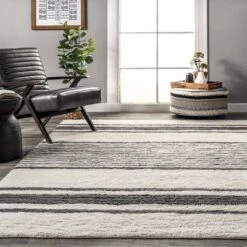 Lauren Liess X RugsUSA - Striped Wool Machine Washable Area Rug -Home Decor GUEST 1a117208 d679 495a 9eaa 883445247edc