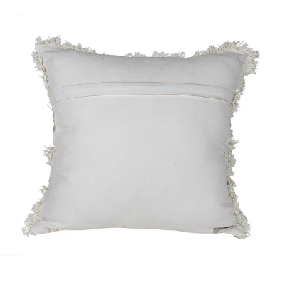 Tan Border Stripe 18X18 Hand Woven Filled Pillow - Foreside Home & Garden 3 Tan Border Stripe 18X18 Hand Woven Filled Pillow - Foreside Home & Garden - Image 3