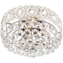 Vienna Full Spectrum Moira Vintage Ceiling Light Flush Mount Fixture 16" Wide Satin Nickel 6-Light Clear Crystal Balls For Bedroom Kitchen Living Room -Home Decor GUEST 1bb916ef 02d4 4554 9033 92831a6d8577