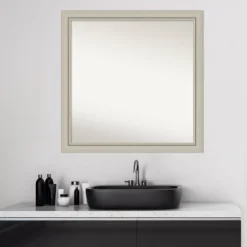 30" X 30" Non-Beveled Romano Silver Narrow Wood Bathroom Wall Mirror - Amanti Art -Home Decor GUEST 1bf58ce4 5904 4a9d a726 2983c1735dc1
