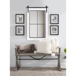 24" X 37" Cates Windowpane Framed Decorative Wall Mirror White - Kate & Laurel All Things Decor -Home Decor GUEST 1c68a79d c2cf 4be2 8f75 e2f8d392ad4f