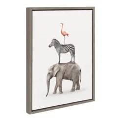18" X 24" Slyvie Stacked Safari Animal Framed Canvas Wall Art By Amy Peterson Gray - Kate And Laurel