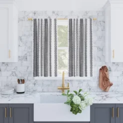 Set Of 2 Slub Textured Striped Cotton Cafe Curtain Tiers Black/White - Archaeo 7 Set Of 2 Slub Textured Striped Cotton Cafe Curtain Tiers Black/White - Archaeo -Home Decor GUEST 1eb44bd1 f8e5 4959 9800 31d9dbed9723