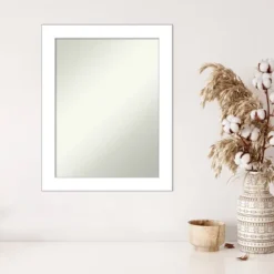 22" X 28" Non-Beveled Wedge White Wall Mirror - Amanti Art -Home Decor GUEST 1f019e40 43ee 42f8 a818 f2b732e0f63b