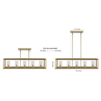 LED 5-Light Metal/Glass Anna Linear Pendant - JONATHAN Y 9 LED 5-Light Metal/Glass Anna Linear Pendant - JONATHAN Y - Image 9