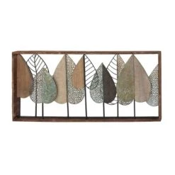 Metal Leaf Varying Texture Wall Decor With Wood Frame Brown - Olivia & May -Home Decor GUEST 23d045c5 2659 4d7a a45c bf974b62ecd4