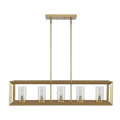 LED 5-Light Metal/Glass Anna Linear Pendant - JONATHAN Y 7 LED 5-Light Metal/Glass Anna Linear Pendant - JONATHAN Y - Image 7