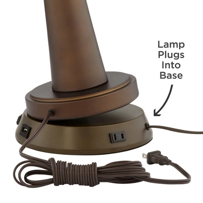 360 Lighting Modern Table Lamp With USB And AC Power Outlet Workstation Charging Base 24.5" High Espresso Bronze Droplet Living Room Desk Office 2 360 Lighting Modern Table Lamp With USB And AC Power Outlet Workstation Charging Base 24.5" High Espresso Bronze Droplet Living Room Desk Office - Image 2