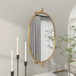 Industrial Wood Oval Shaped Wall Mirror - Olivia & May -Home Decor GUEST 264ba574 642e 4a30 8db0 4f3ce16b1408