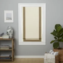 Exclusive Home Frontera 100% Blackout Roman Shade, 23"x64", Natural/Taupe -Home Decor GUEST 2a139a98 fed0 4fc1 8612 1a5af263ba3d