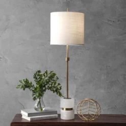 NuLOOM Charlotte 31" Marble Table Lamp Lighting - Bronze 31" H X 10" W X 10" D