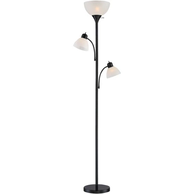 360 Lighting Bingham Modern Torchiere Floor Lamp With Side Lights 71 1/2" Tall Black Metal White Shade For Living Room Reading Bedroom Office House 8 360 Lighting Bingham Modern Torchiere Floor Lamp With Side Lights 71 1/2" Tall Black Metal White Shade For Living Room Reading Bedroom Office House - Image 8