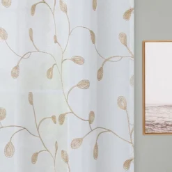 Trinity Tier Floral Kitchen Curtains Embroidered Set For Half Window, 2 Panels