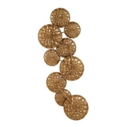 Metal Plate Wall Decor With Embossed Design Gold - Olivia & May -Home Decor GUEST 2f0c625d 8e40 4b67 84a9 0438399fd8c2