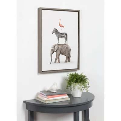 18" X 24" Slyvie Stacked Safari Animal Framed Canvas Wall Art By Amy Peterson Gray - Kate And Laurel 4 18" X 24" Slyvie Stacked Safari Animal Framed Canvas Wall Art By Amy Peterson Gray - Kate And Laurel - Image 4