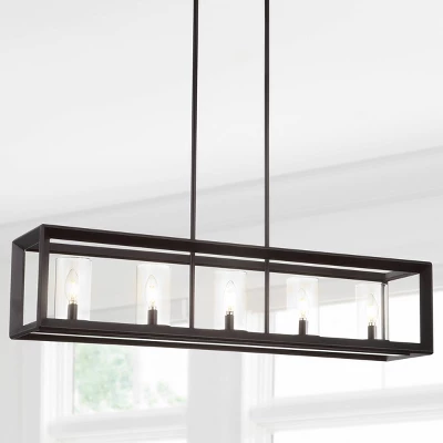 LED 5-Light Metal/Glass Anna Linear Pendant - JONATHAN Y 4 LED 5-Light Metal/Glass Anna Linear Pendant - JONATHAN Y - Image 4