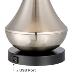 360 Lighting Simon Modern Table Lamps Set Of 2 With Square Risers 27" Tall Brushed Nickel USB Charging Port White Shade For Bedroom Living Room Desk -Home Decor GUEST 367e2101 bf36 4f27 a9f7 b059ed08ad41