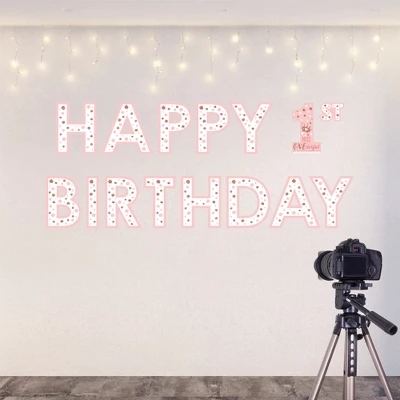 Big Dot Of Happiness 1st Birthday Little Miss Onederful - Peel And Stick Girl First Birthday Party Large Banner Wall Decals - Happy Birthday 6 Big Dot Of Happiness 1st Birthday Little Miss Onederful - Peel And Stick Girl First Birthday Party Large Banner Wall Decals - Happy Birthday - Image 6