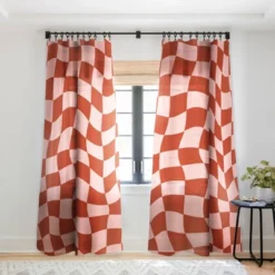 MariaMariaCreative Play Checkers Blush Single Panel Sheer Window Curtain - Deny Designs -Home Decor GUEST 3cbbee6d 8856 481d 8466 daba8eae9f02