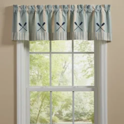 Park Designs River Runner Stripe Lined Paddles Valance 60” X 14”