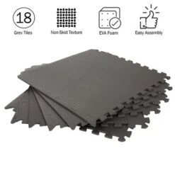 Foam Flooring Tiles - 18-Pack Interlocking EVA Foam Pieces Non-Toxic Floor Padding For Playroom Gym Or Basement By Stalwart (Gray) -Home Decor GUEST 3dac285b 8ad6 46bf 9648 52bb68c09d58
