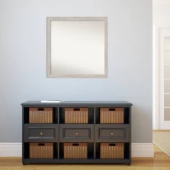 29" X 29" Non-Beveled Marred Silver Wood Wall Mirror - Amanti Art -Home Decor GUEST 405e1f8f fa38 43e2 8a70 2f2d5528ac6c