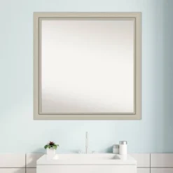 30" X 30" Non-Beveled Romano Silver Narrow Wood Bathroom Wall Mirror - Amanti Art -Home Decor GUEST 4263bcbb 2969 430b ad20 7063a8126bb9