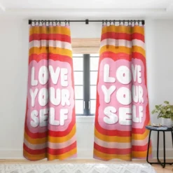 Showmemars Love Yourself Retro Type Single Panel Sheer Window Curtain - Society 6 -Home Decor GUEST 42a03724 e9cd 4ad8 bddc 6d05f3abcfc4