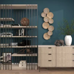 Metal Plate Wall Decor With Embossed Design Gold - Olivia & May -Home Decor GUEST 42f13184 6159 43ac b978 baecfd788902