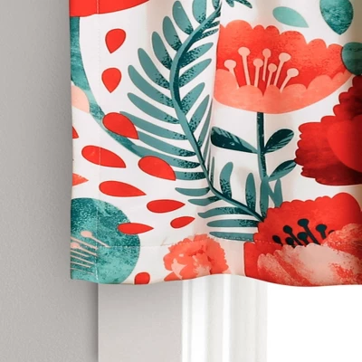 52"x18" Light Filtering Poppy Garden Window Valance White/Coral - Lush Décor 2 52"x18" Light Filtering Poppy Garden Window Valance White/Coral - Lush Décor - Image 2