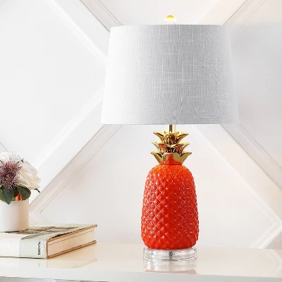 23" Pineapple Classic Vintage Ceramic LED Table Lamp LED Light Bulb (Includes LED Light Bulb) - JONATHAN Y 1 23" Pineapple Classic Vintage Ceramic LED Table Lamp LED Light Bulb (Includes LED Light Bulb) - JONATHAN Y