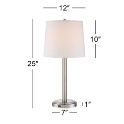 360 Lighting Camile Modern Table Lamps 25" High Set Of 2 Brushed Nickel With USB Charging Port Off White Drum Shade For Living Room Office House Desk 13 360 Lighting Camile Modern Table Lamps 25" High Set Of 2 Brushed Nickel With USB Charging Port Off White Drum Shade For Living Room Office House Desk -Home Decor GUEST 4834b278 013c 4614 b210 0838bf7afeb4