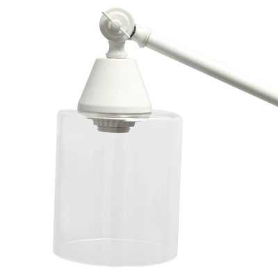 Swing Arm Floor Lamp With Glass Cylindrical Shade White - Lalia Home 4 Swing Arm Floor Lamp With Glass Cylindrical Shade White - Lalia Home - Image 4