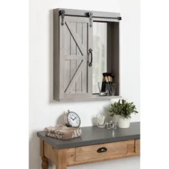 Decorative Wood Wall Storage Cabinet With Vanity Mirror Rustic Gray - Kate & Laurel All Things Decor -Home Decor GUEST 48ec0754 2812 44d2 b121 240142e00282