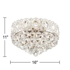 Vienna Full Spectrum Moira Vintage Ceiling Light Flush Mount Fixture 16" Wide Satin Nickel 6-Light Clear Crystal Balls For Bedroom Kitchen Living Room -Home Decor GUEST 4900b584 2720 444e 9503 c33ad1b7d94d